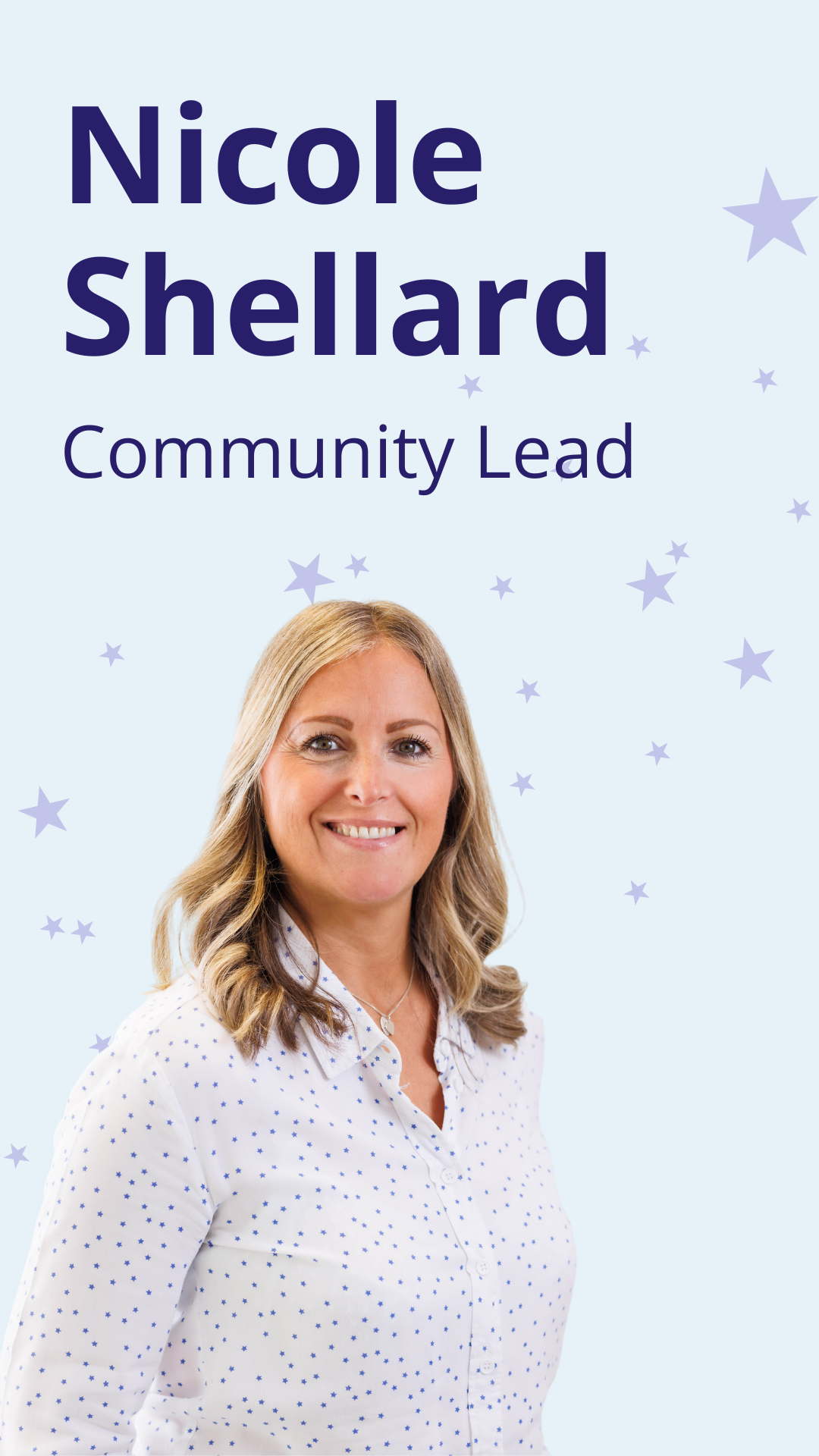 Picture of Nicole Shellard with wording: Nicole Shellard, Community Lead