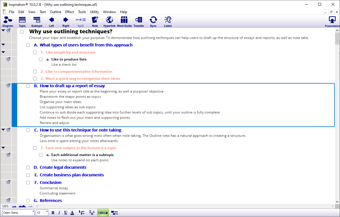 Outlining example