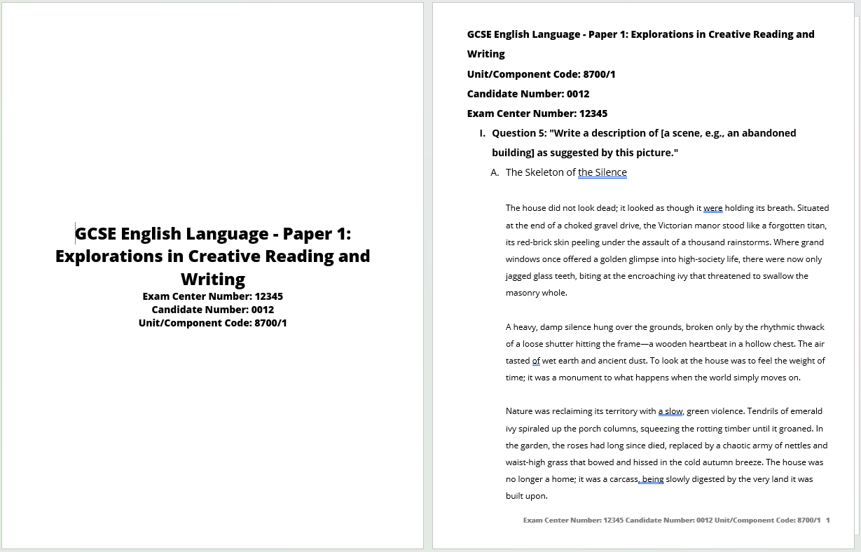 Final exam transcript exported to Word