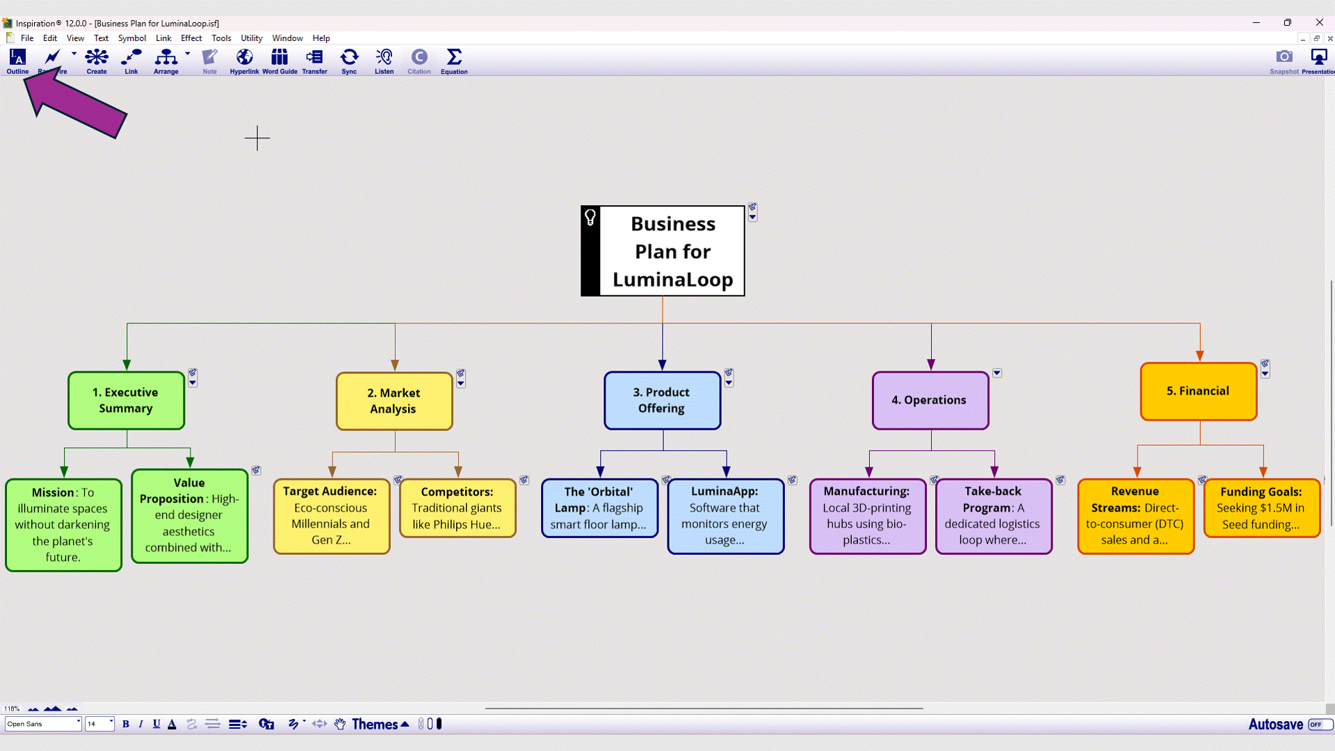 Animation showing one click transfer to Outline View