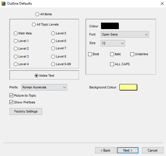 Default Settings, Background 