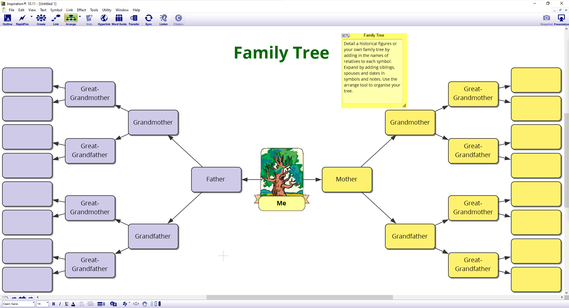 Family tree template in Inspiration 10