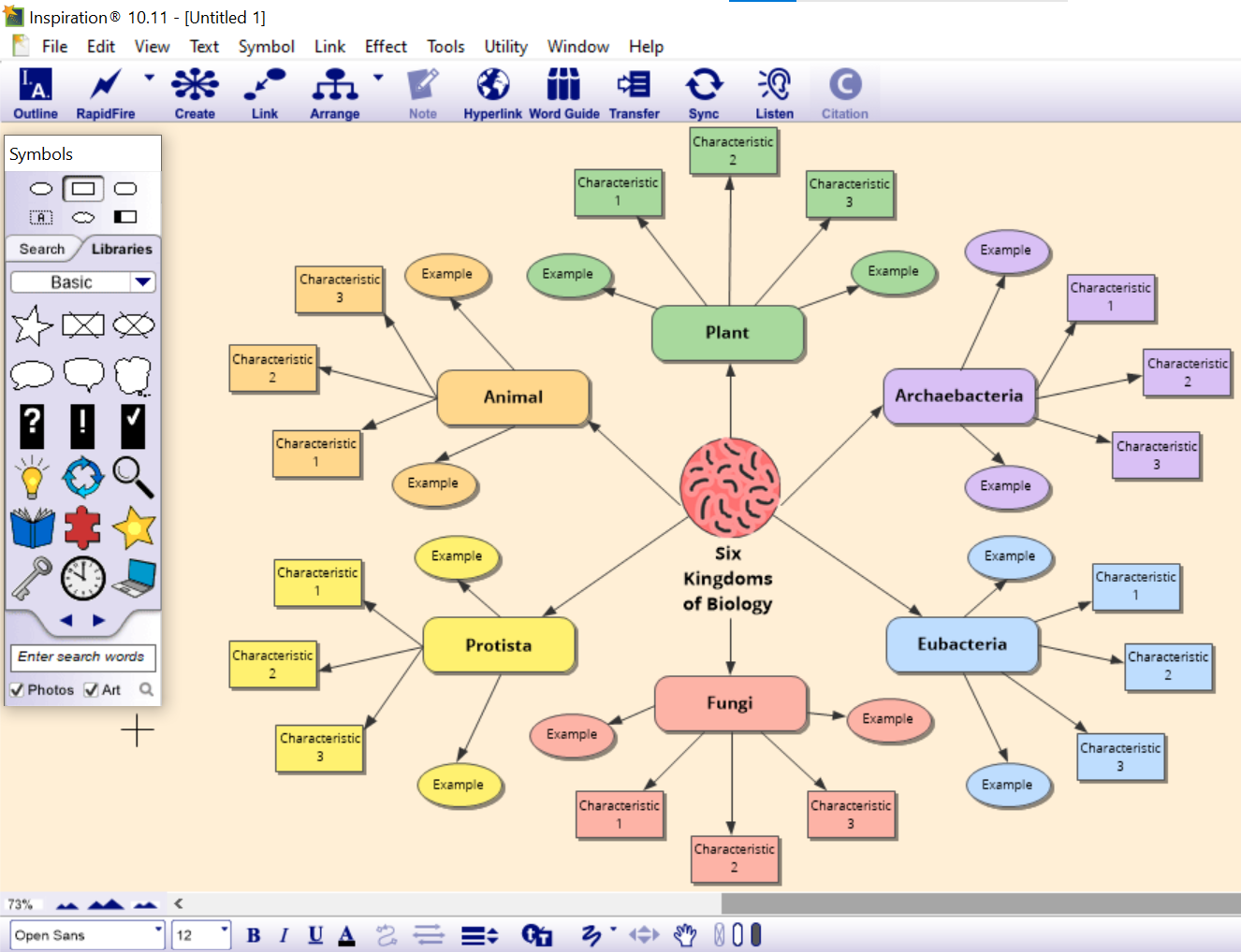 Diagram of notes made in Inspiration